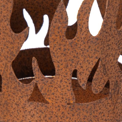 Porte-bougie chauffe-plat, forme bougie, décor rouille, métal patiné, H36cm | Floristik24.be