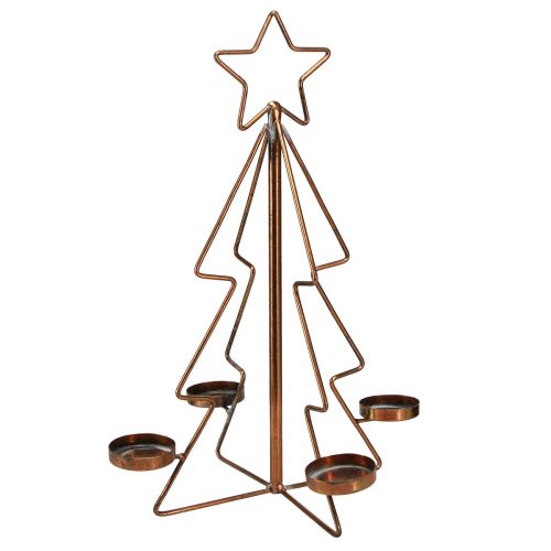 Photophore décoration de table sapin de Noël bronze Ø27cm H38cm