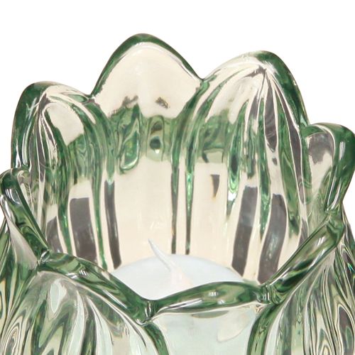 Article Photophore tulipe verre vert Ø7cm H16cm 2pcs