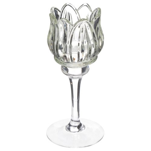 Floristik24 Porte-bougie chauffe-plat en verre, forme de fleur décorative pour une ambiance élégante, 17 cm