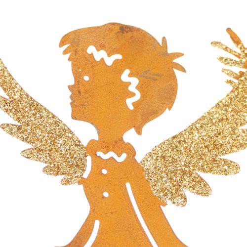 Porte-bougie chauffe-plat de Noël, décoration ange, finition rouille, Ø8 cm H18 cm | Floristik24.be