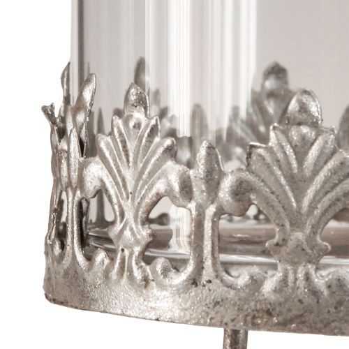 Floristik24 Photophore à brancher avec verre argent antique Ø7cm 4 pcs