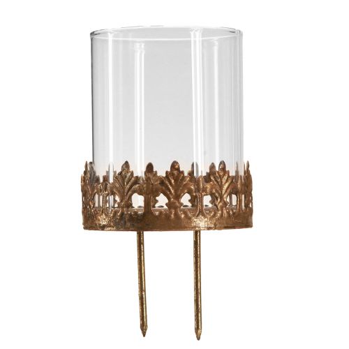 Floristik24 Photophore à brancher avec bougie verre doré Ø7cm 4 pcs