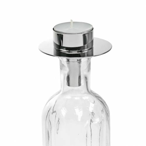 Floristik24 Photophore pour bouteilles argent Ø7.5cm H6cm