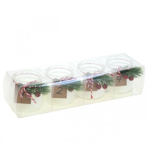 Floristik24 Photophore en verre Bougeoir de l'Avent Mason jar Ø6cm 4pcs