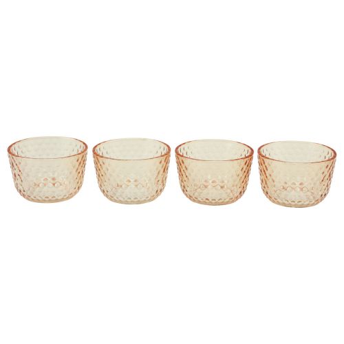Photophore verre lanterne rétro orange Ø8cm H5cm 4pcs