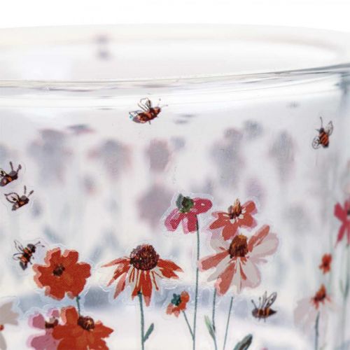Floristik24 Photophore verre lanterne prairie d'été abeilles Ø9cm