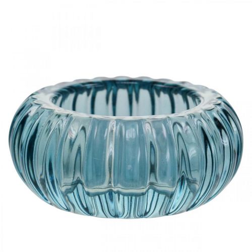 Floristik24 Photophore Verre Bougeoir Rond Bleu Ø8cm H3.5cm