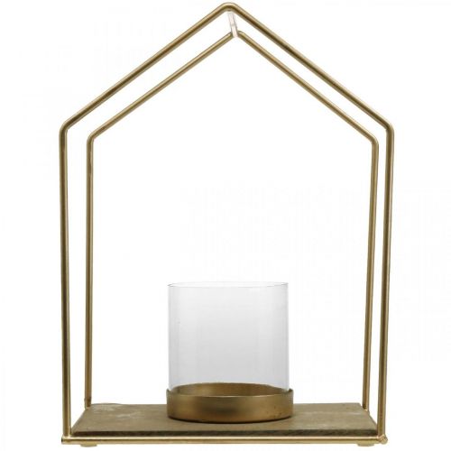 Article Lanterne maison métal photophore décoration de table 26×20×35cm