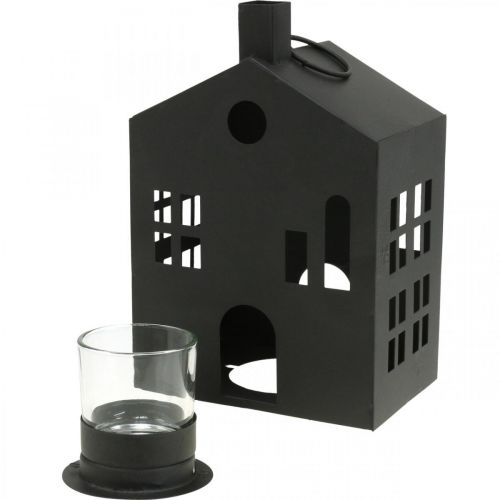 Floristik24 Photophore maison métal noir, maison lumineuse Ø4.4cm H18cm