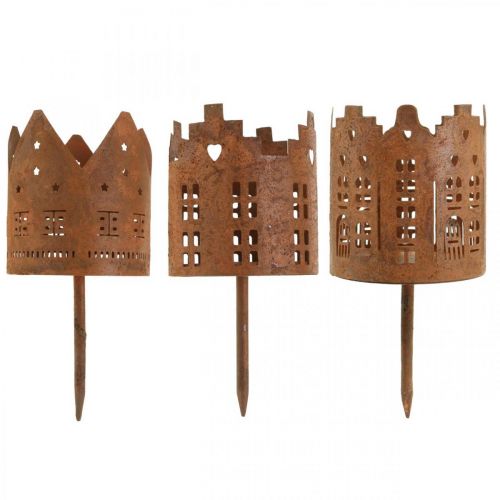 Floristik24 Photophore maison métal rouille petite maison à coller Ø6,5cm 4pcs