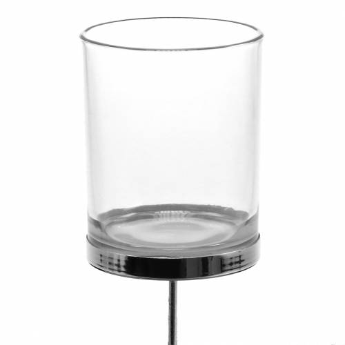 Floristik24 Bougeoir à brancher métal/verre Ø6,5cm H19cm 2 pcs
