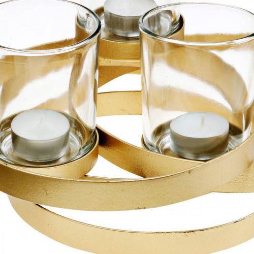 Floristik24 Bougeoir de l'Avent métal rond doré avec 4 verres 34×26×18cm