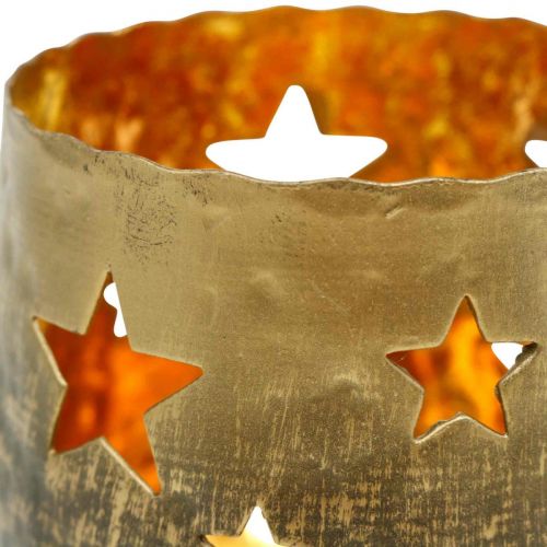 Floristik24 Photophore avec étoiles décoration de Noël métal doré Ø8cm H7cm