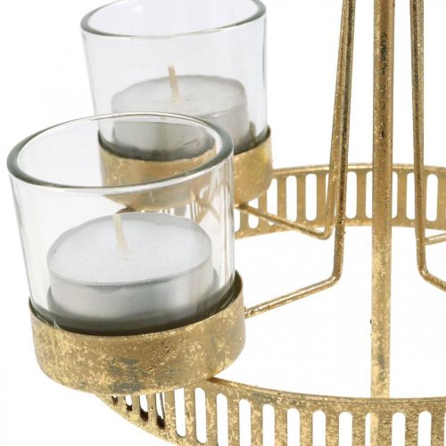 Floristik24 Photophore quatre verres Étoile Noël Doré Ø20cm H38.5cm