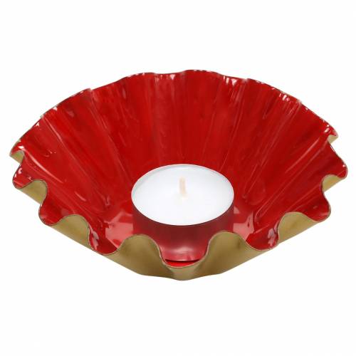 Article Bol décoratif moule à pâtisserie aspect émail rouge, doré Ø12,5cm H4cm