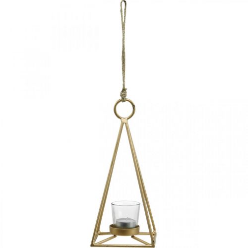 Floristik24 Photophore suspendu lanterne décoration métal doré 12.5×12.5×28cm