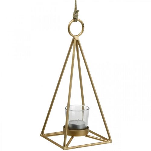 Floristik24 Photophore suspendu lanterne décoration métal doré 12.5×12.5×28cm