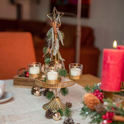 Floristik24 Photophore quatre verres Étoile Noël Doré Ø20cm H38.5cm