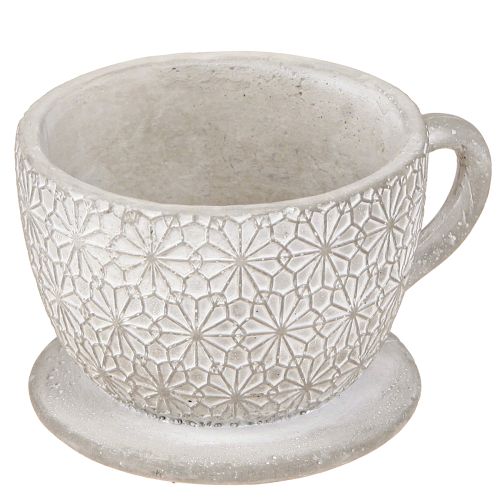 Floristik24 Tasse à thé décorative en céramique blanchie à la chaux 12×10×8cm 3 pcs