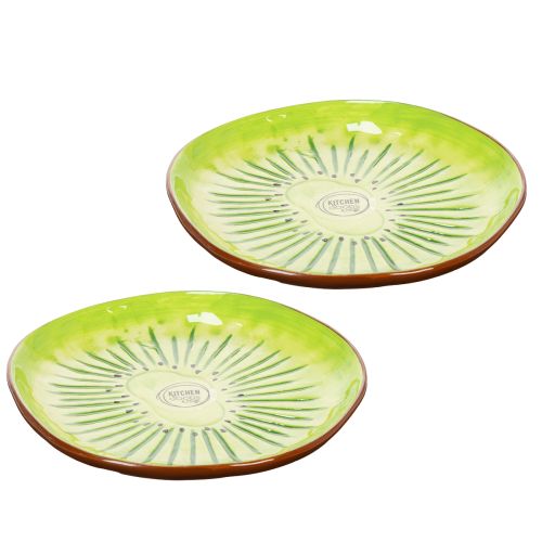 Assiettes rondes en céramique à motif kiwi, idéales pour la table à manger ou la cuisine, 16 cm, lot de 2