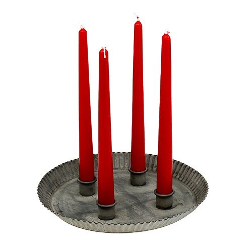 Article Assiette avec 4 bougeoirs Ø25cm H3cm gris