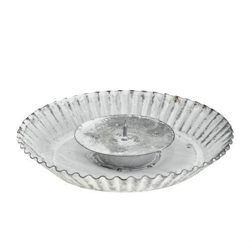 Assiette avec Chandelier Gris-Blanc Ø15cm H3,5cm
