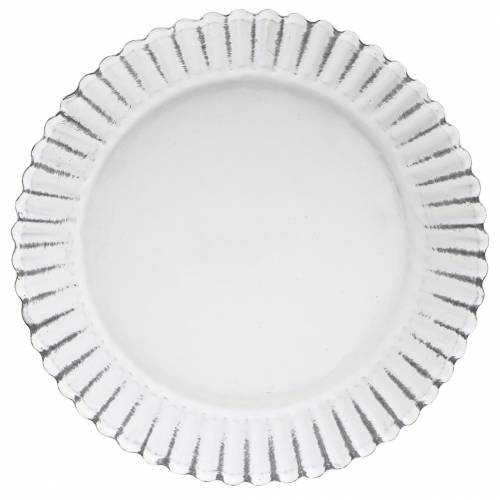 Floristik24 Plaque de cuisson décorative en zinc blanc Ø15cm H2cm