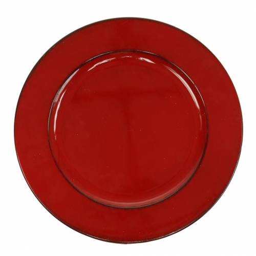 Floristik24 Assiette décorative rouge/noir Ø22cm