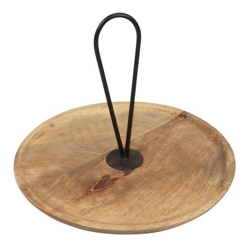 Floristik24 Plateau décoratif en bois assiette décorative en bois avec anse Ø30cm H24cm