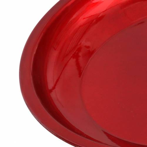 Article Assiette décorative en métal rouge effet vernis Ø23cm