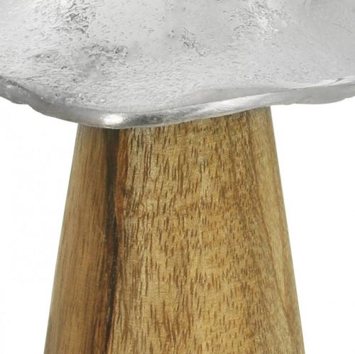 Floristik24 Déco de table champignon métal bois argenté champignon en bois H10cm