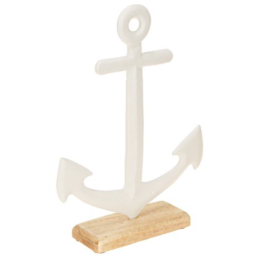 Floristik24 Décoration de table Ancre maritime sur socle Blanc Naturel 20x5x26cm