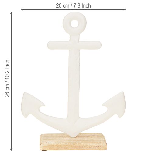 Article Décoration de table Ancre maritime sur socle Blanc Naturel 20x5x26cm