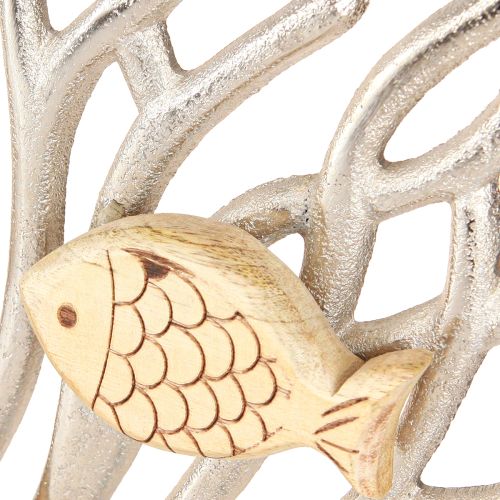 Article Décoration de table décor corail maritime poisson bois métal L30cm