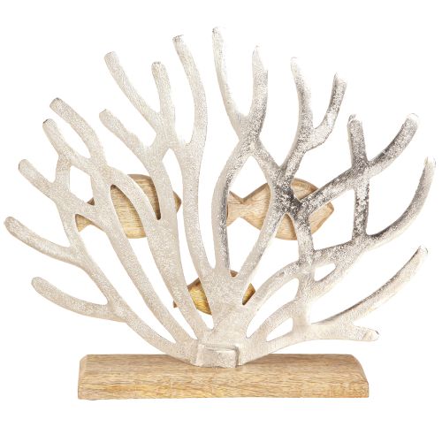 Article Décoration de table décor corail maritime poisson bois métal L30cm