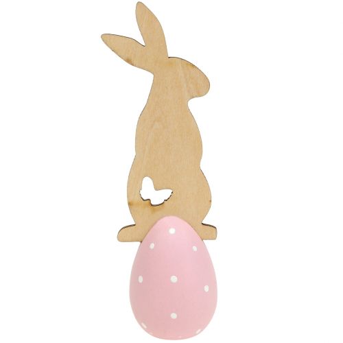 Floristik24 Oeuf de Pâques avec lapin 9-12 cm 2 p.