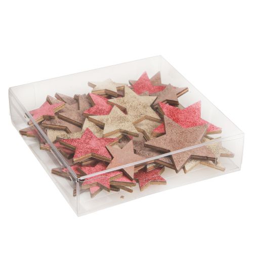 Article Décoration de table étoiles bois Noël 3 couleurs Ø3–5cm 48 pcs