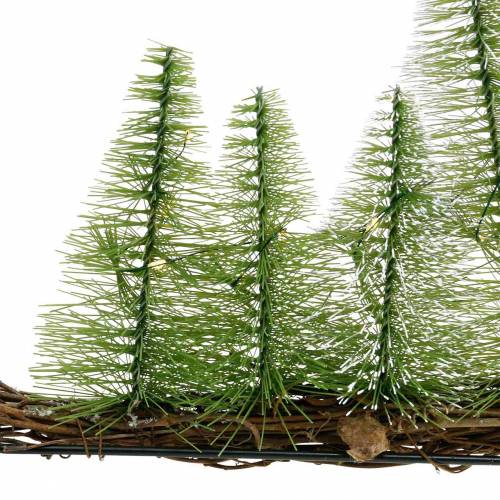 Floristik24 Décoration de table forêt d&#39;hiver avec LED verte 100cm 60L