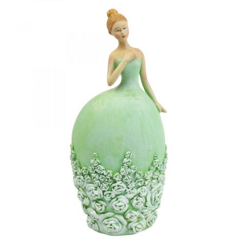 Décoration de table décoration printemps figurine femme robe verte H20cm 2pcs