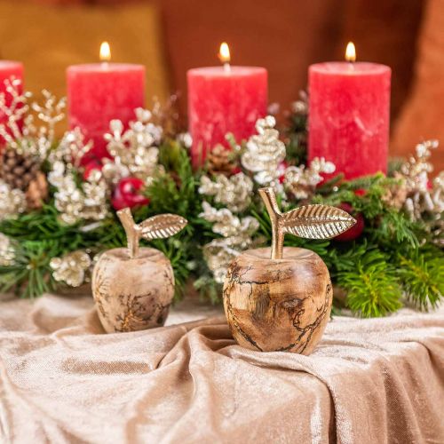 Floristik24 Décoration de table bois pomme Décoration bois déco pomme H13.5cm Ø8cm 2pcs