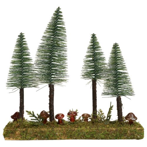 Article Décoration de table mini sapins artificiels socle forêt de sapins 30cm