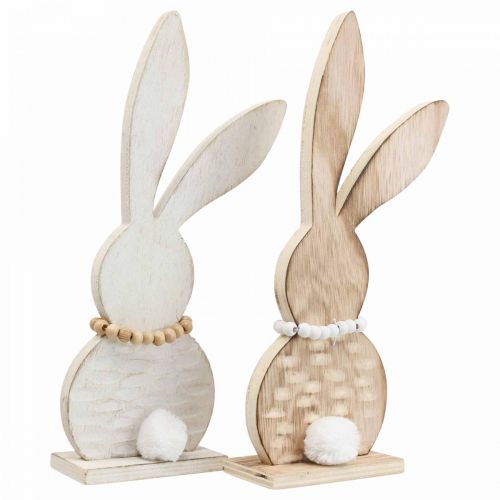 Floristik24 Déco de table support lapin de Pâques bois blanc/naturel H27cm 2 pcs