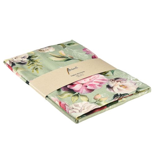 Floristik24 Chemin de table printemps pivoine chemin de table vert 40x150cm
