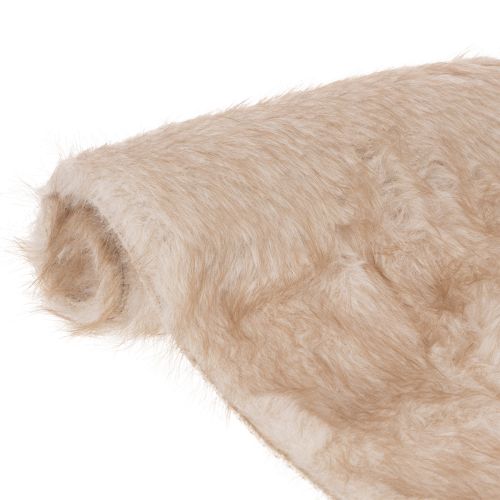 Chemin de table beige avec surface en fausse fourrure et bordure en fourrure, 24 x 140 cm acheter | Floristik24.be