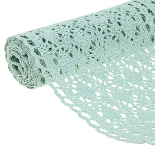 Floristik24 Chemin de table dentelle au crochet vert menthe 30 x 140 cm