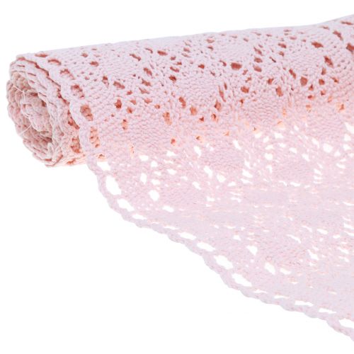 Floristik24 Chemin de table dentelle au crochet rose 30 x 140 cm