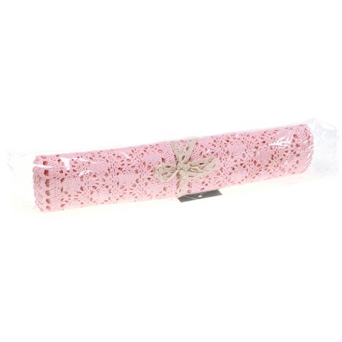 Floristik24 Chemin de table dentelle au crochet rose 30 x 140 cm