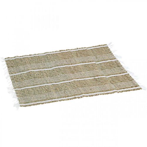 Floristik24 Set de table jonc de mer naturel, blanc Set de table petit chemin de table 47×33cm