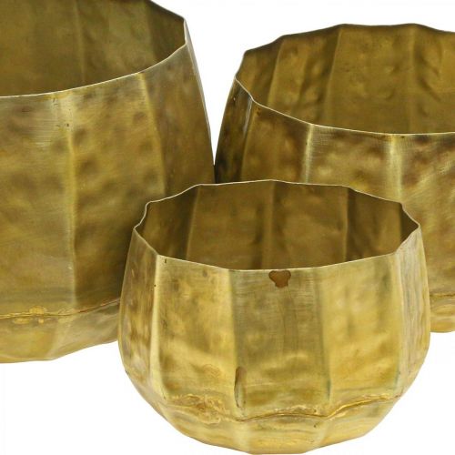 Article Pot de fleurs décoratif en métal laiton Ø22,5/18,5/14,5cm lot de 3